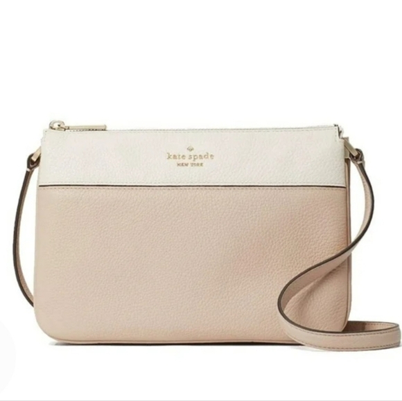 kate spade Handbags - Kate Spade Crossbody, Cream and White Purse, Pebble Leather Bag